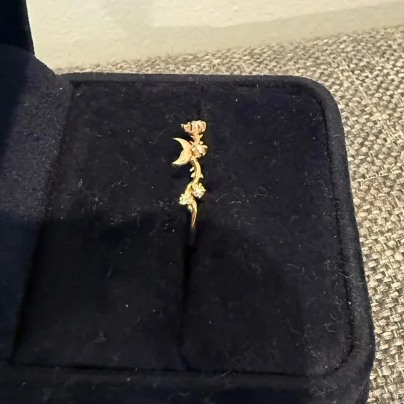 Sofia Zakia 14K Rose Gold Moon Guardian Diamond Pearl Ring Sz 8.5 - Picture 2 of 5